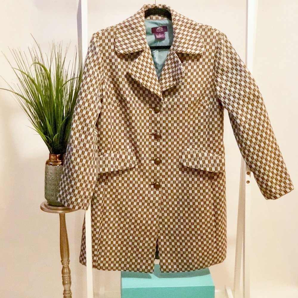 Womens Plaid Button Up Jacket Coat Size Medium